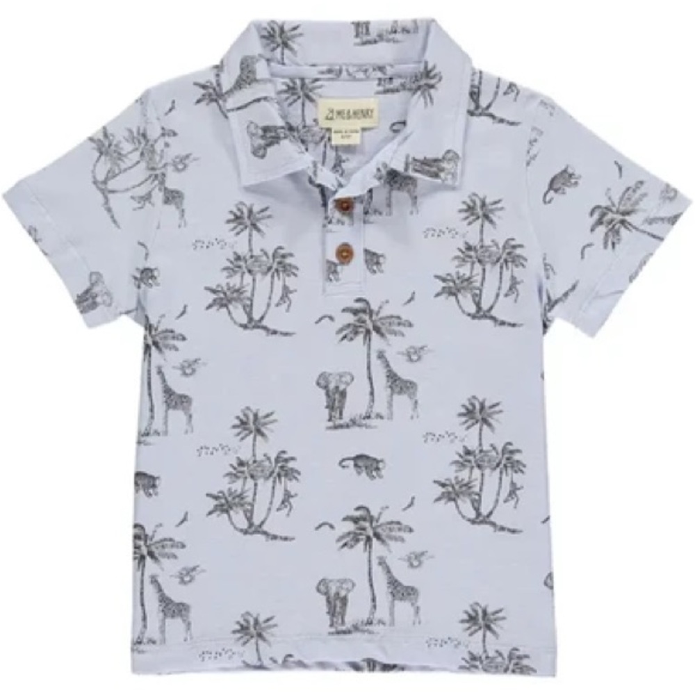 Me & Henry Boys Safari Zoo Print Polo Shirt 3T‎ Spring Summer Vacation Giraffe